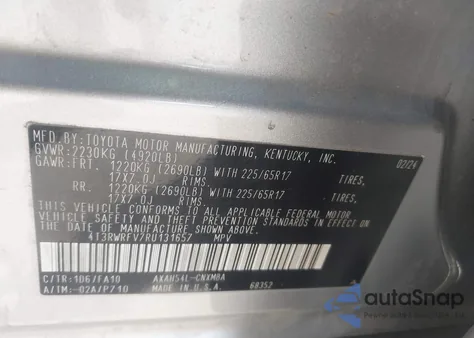 2024 Toyota Rav4 Hybrid Xle from USA, damaged, VIN 4T3RWRFV7RU131657